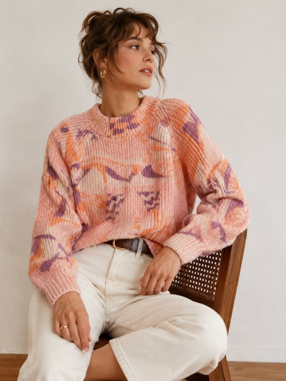 La Petite Maille FRNCH Paris Mohair Blend Abstract Knit Sweater Size Medium
